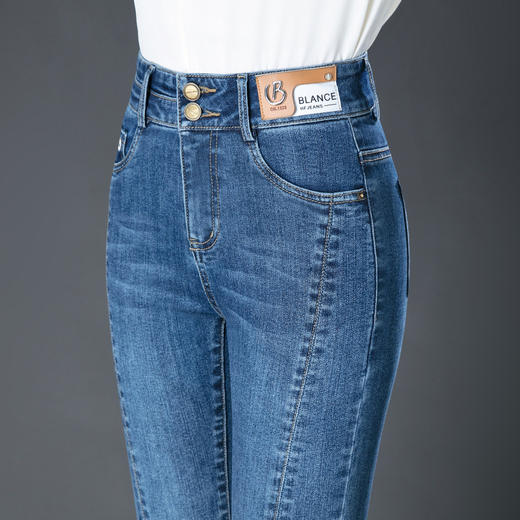 DD-前开叉牛仔微喇裤女春季新款时尚修身弹力高腰显瘦显高休闲喇叭裤 商品图5