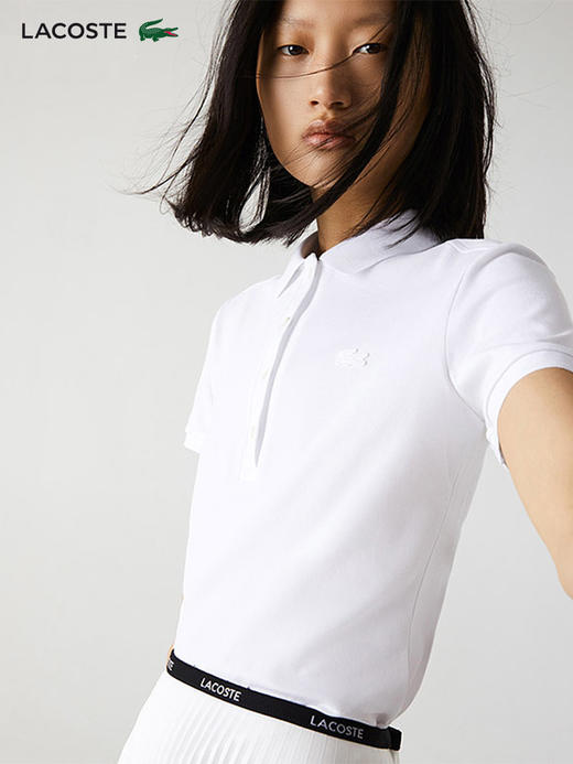 【海南专供价】Lacoste法国鳄鱼女士新款经典纯色直筒POLO衫短袖PF5462-98 商品图0