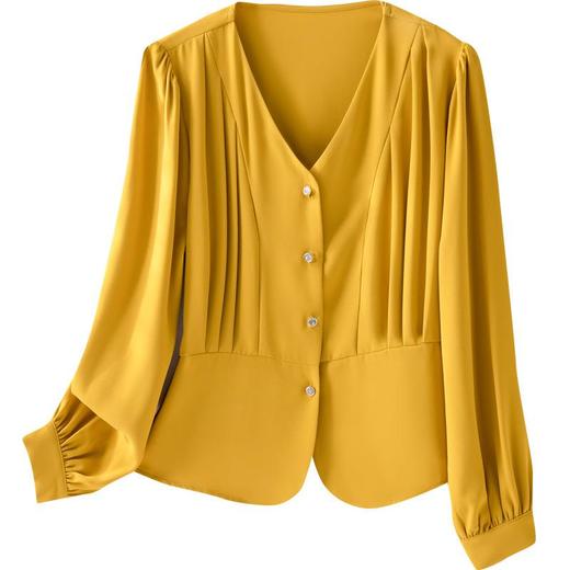 娜璐多 小香风短款V领雪纺衫女士上衣2023早秋新款设计感OL收腰洋气小衫 商品图4