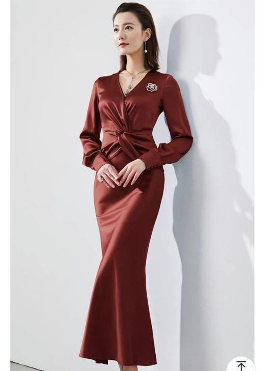 孤品 “维纳斯”颈袖添香-连衣裙-4169  华丽 仪式感 优雅高贵 醋酸缎面 光泽感不退可换 商品图1