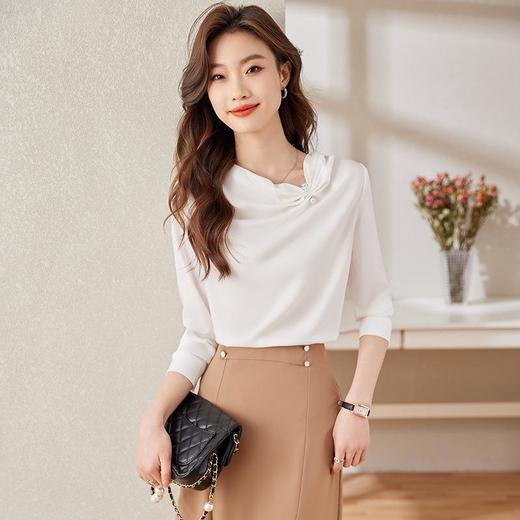 娜璐多 2023年秋季法式珍珠扣衬衫女小众上衣新款气质长袖高级感衬衣温柔 商品图1