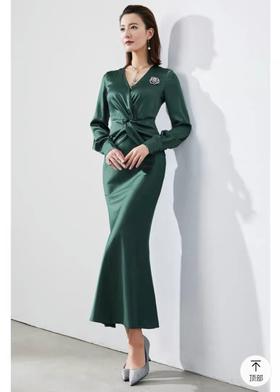 孤品 “维纳斯”颈袖添香-连衣裙-4169  华丽 仪式感 优雅高贵 醋酸缎面 光泽感不退可换