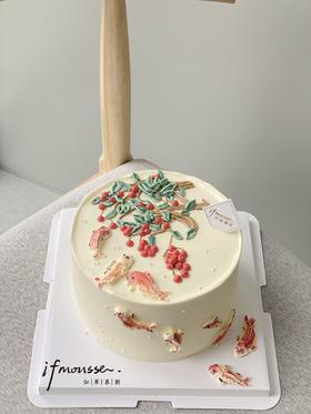 「男士」如鱼得水   手绘锦鲤蛋糕