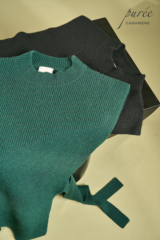 #1964「SIDE-TIE VEST」100% CASHMERE 侧开衩系带马甲 商品图5