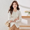 娜璐多 法式小香风设计感修身衬衫女2023秋季新款洋气珍珠小衫不规则上衣 商品缩略图1