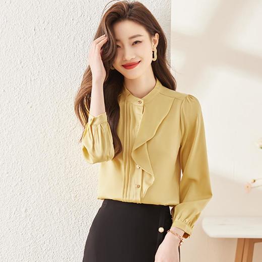 娜璐多 法式立领雪纺衬衫女设计感小众衬衣2023春新款长袖上衣百搭通勤女 商品图1