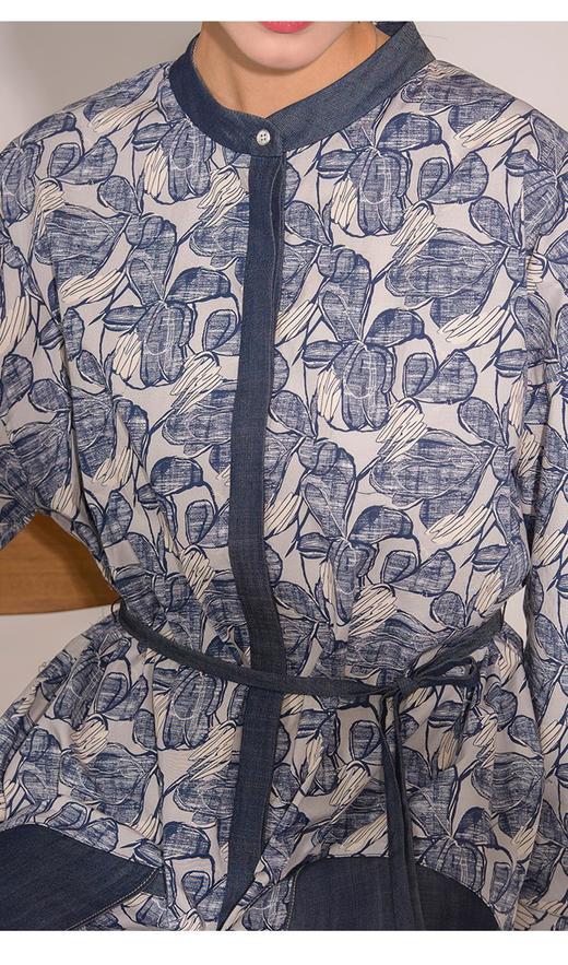 2楼名邦蓝色手绘感牛仔印花连衣裙 商品图3