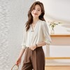 娜璐多 法式V领长袖雪纺衬衫女秋装2023新款气质宽松洋气小衫女优雅简约 商品缩略图2