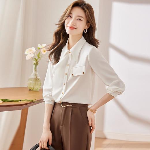 娜璐多 黄色长袖衬衫女秋季2023新款设计感小众法式气质上衣宽松百搭小衫 商品图3