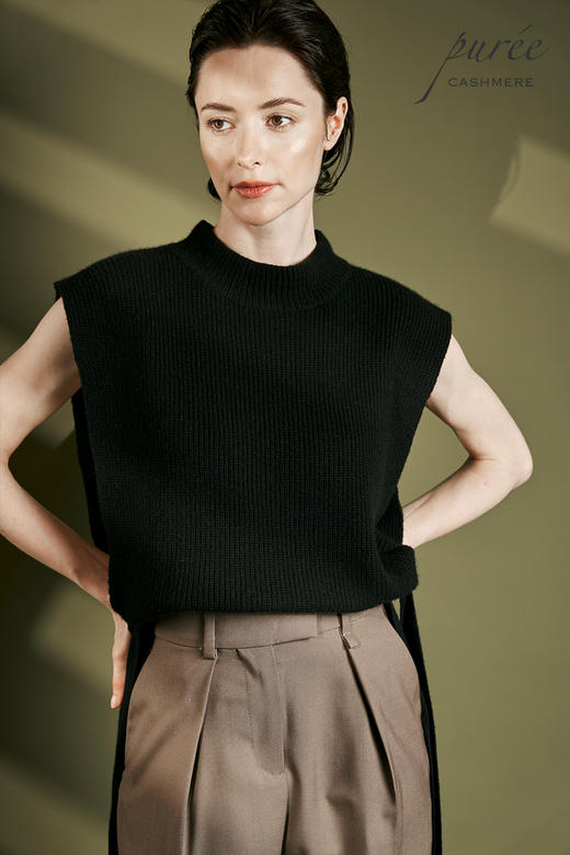 #1964「SIDE-TIE VEST」100% CASHMERE 侧开衩系带马甲 商品图3