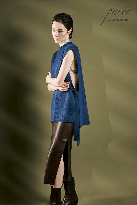 #1964「SIDE-TIE VEST」100% CASHMERE 侧开衩系带马甲 商品图1