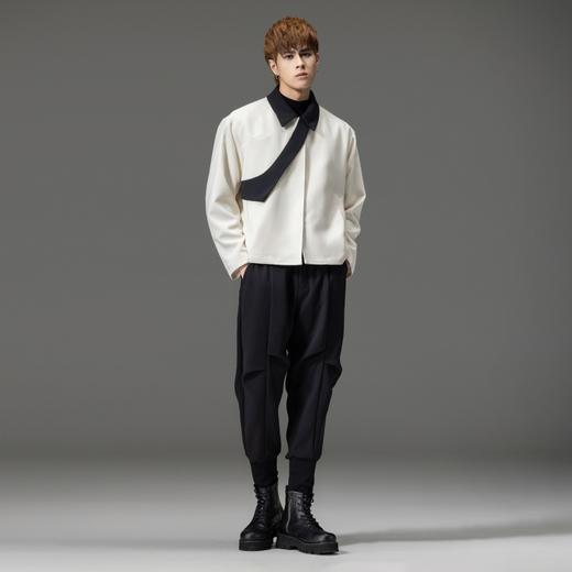 PINLI品立春装新品黑色小脚裤子束脚男士休闲长裤B233117017 商品图4