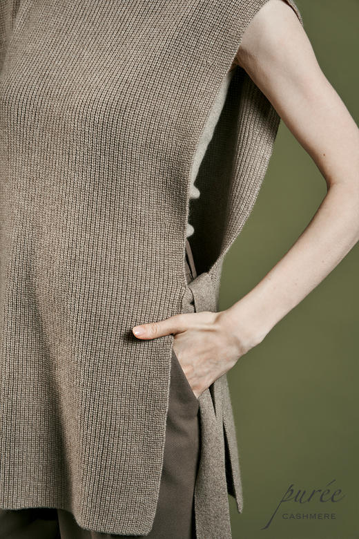 #1964「SIDE-TIE VEST」100% CASHMERE 侧开衩系带马甲 商品图5