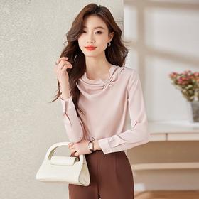 娜璐多 2023年秋季法式珍珠扣衬衫女小众上衣新款气质长袖高级感衬衣温柔