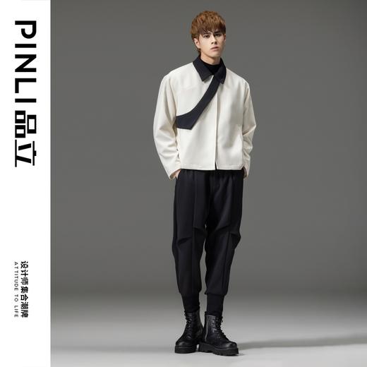 PINLI品立春装新品黑色小脚裤子束脚男士休闲长裤B233117017 商品图1