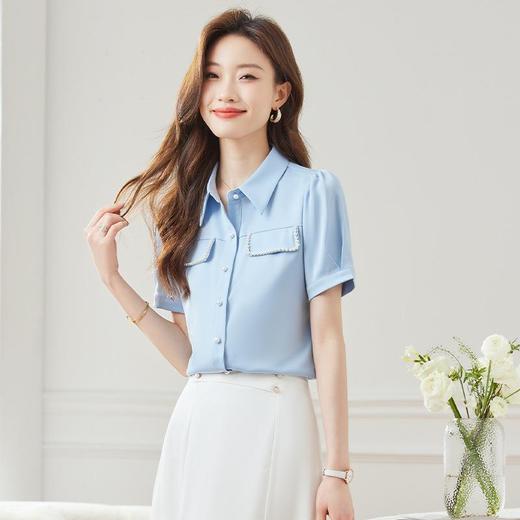 娜璐多 钉珠气质OL精致衬衫女2023夏季新款法式设计感上衣女清新衬衣百搭 商品图3
