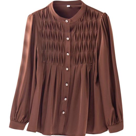 娜璐多 法式立领长袖褶皱衬衫女2023早秋新款设计感气质百搭小衫减龄上衣 商品图4