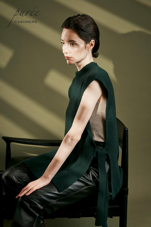 #1964「SIDE-TIE VEST」100% CASHMERE 侧开衩系带马甲 商品图2