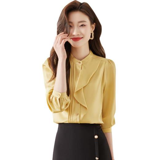 娜璐多 法式立领雪纺衬衫女设计感小众衬衣2023春新款长袖上衣百搭通勤女 商品图4