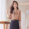 娜璐多 法式蝴蝶结系带雪纺长袖衬衫女时尚打底衫职业OL百搭飘带气质衬衣 商品缩略图1