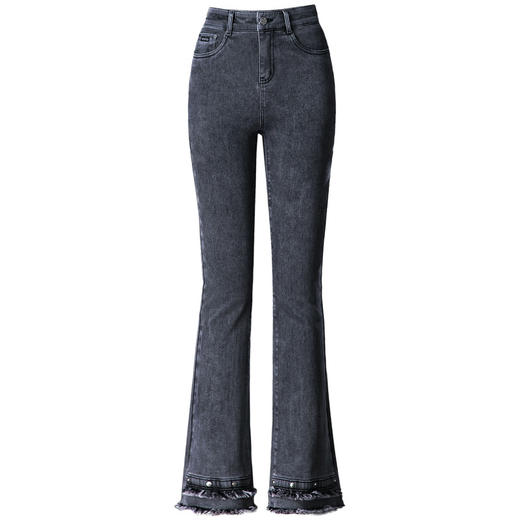 DD-复古做旧毛边微喇牛仔裤女夏季2023新款高腰修身显瘦马蹄裤 商品图4