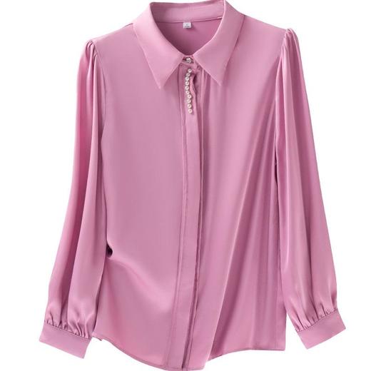 娜璐多 法式雪纺珍珠衬衫女早秋2023新款钉珠上衣褶皱高端小衫通勤 商品图4