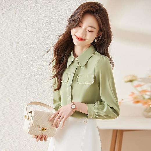 娜璐多 小香风钉珠衬衫女2023秋季新款气质百搭内搭长袖上衣通勤约会衬衣 商品图2