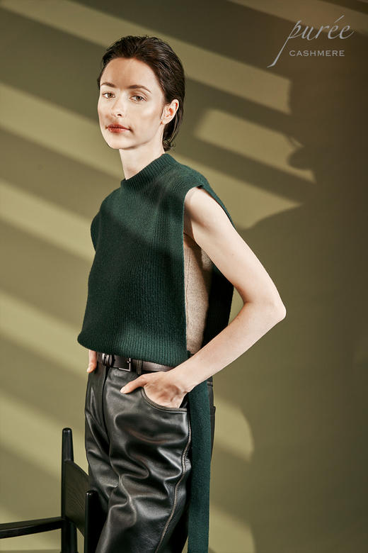 #1964「SIDE-TIE VEST」100% CASHMERE 侧开衩系带马甲 商品图4