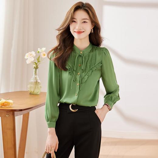 娜璐多 法式温柔风蝴蝶结衬衫女2023秋新款设计感风琴褶小众衬衣通勤约会 商品图2