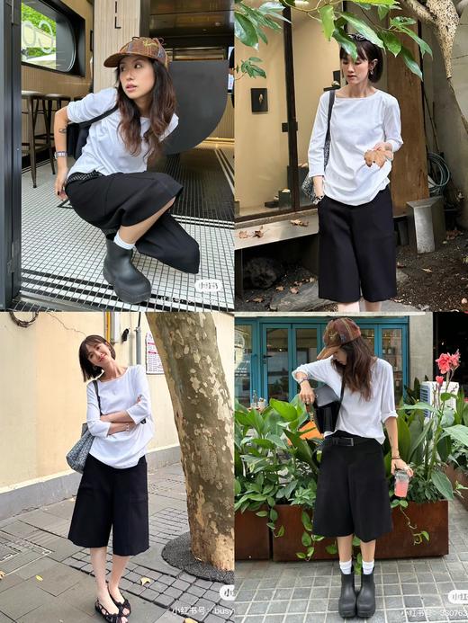 HIDEMI 显瘦极简中低腰中装感直筒中裤 卡其色/墨绿色/黑色 商品图1