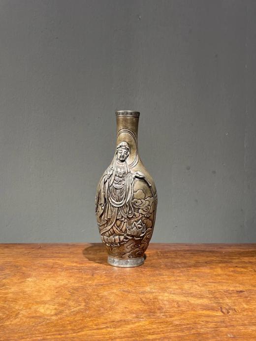 雕观音像瓷胎白银釉淨水瓶，顺丰包邮 商品图11