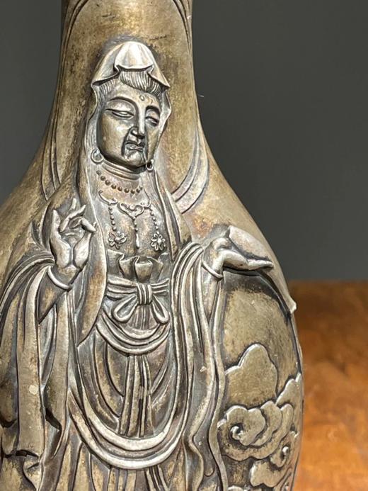 雕观音像瓷胎白银釉淨水瓶，顺丰包邮 商品图14