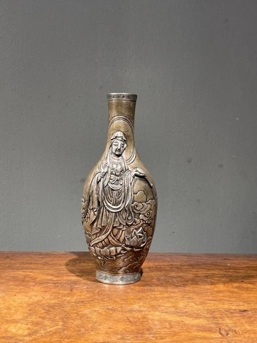 雕观音像瓷胎白银釉淨水瓶，顺丰包邮 商品图0