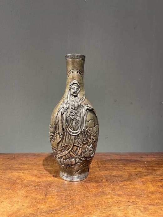 雕观音像瓷胎白银釉淨水瓶，顺丰包邮 商品图1