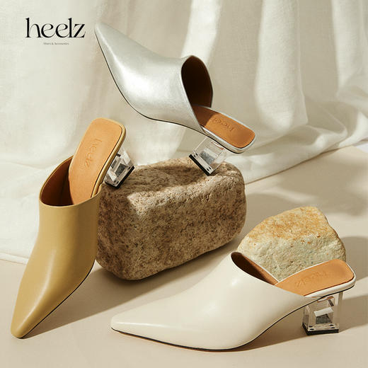 heelz设计师手工鞋履 ｜【H】艺术跟杏仁头穆勒凉鞋6公分鹿皮内里 商品图1
