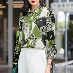 娜璐多 2023年豹纹衬衫女+直筒裤两件套女百搭秋韩版新款洋气通勤