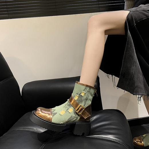 时尚个性，牛仔风潮甜酷厚底辣妹短靴QQJ-JZ-979 商品图1