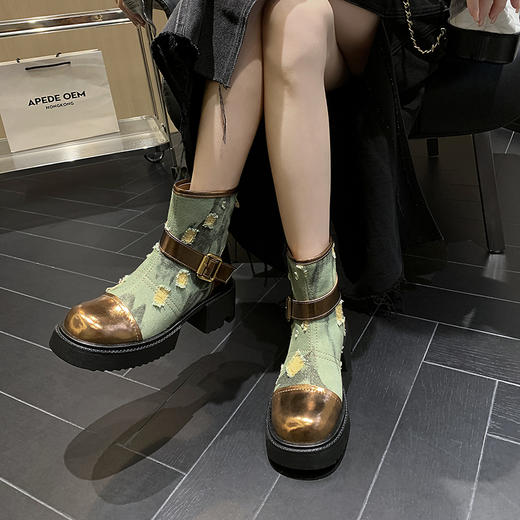时尚个性，牛仔风潮甜酷厚底辣妹短靴QQJ-JZ-979 商品图5