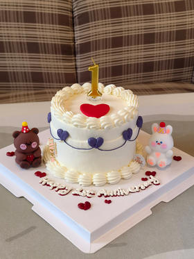 小熊兔子周年蛋糕/纪念日蛋糕