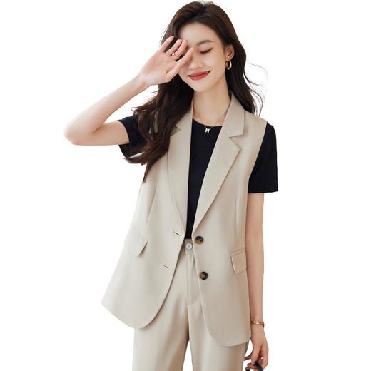 娜璐多 时尚西装马甲女夏季2023新款无袖坎肩背心上衣外穿马甲外套套装女 商品图4