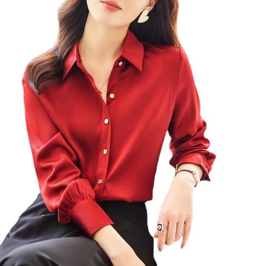 娜璐多 高级感时尚纯色衬衫女2023年早秋新款休闲打底衫搭配半身裙两件套 商品图4