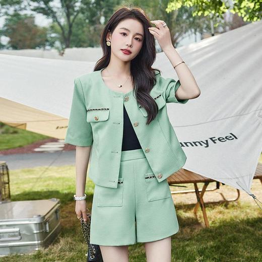 娜璐多 西装小香风套装女2023新款春夏时尚炸街小个子休闲西服短裤两件套 商品图3