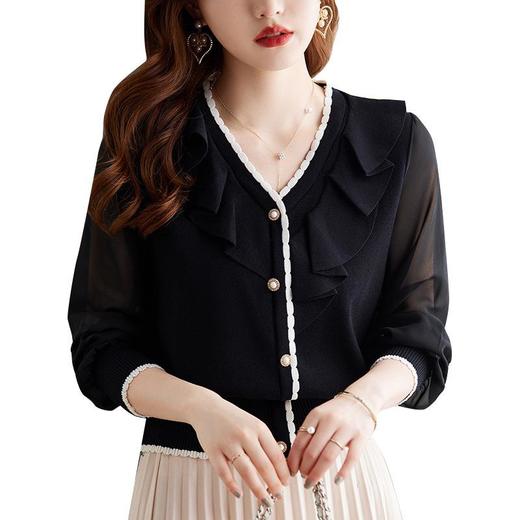 娜璐多 2023春秋新款长袖女式针织衫设计感时尚气质小香风百搭上衣女气质 商品图4