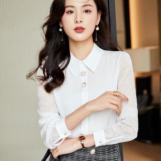 娜璐多 翻领衬衫套装女2022年秋季新款甜美气质别致小衫百搭半身裙两件套 商品图3