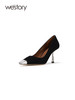 westory春秋新款金属御姐尖头复古时尚高跟鞋气质单鞋W23CE73571 商品缩略图2
