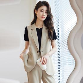娜璐多 时尚西装马甲女早秋2023新款无袖坎肩背心上衣外穿马甲外套套装女