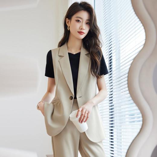娜璐多 时尚西装马甲女早秋2023新款无袖坎肩背心上衣外穿马甲外套套装女 商品图0