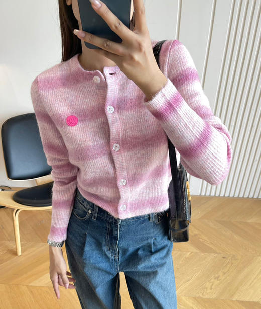 SelfWho粉色羊驼毛开衫针织衫090404 商品图2