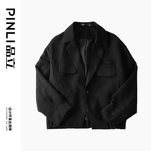 PINLI品立秋冬新品西装领休闲夹克男士纯色潮牌短款茄克外套B252104051 商品图3