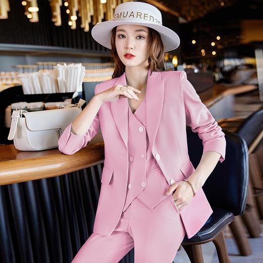 娜璐多 高级感OL通勤气质亮面炸街三件套女2023春秋新款韩版时尚西装套装 商品图2